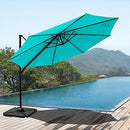 COBANA Offset Rectangular Cantilever Aluminum Patio Umbrella 10 Feet with Cross Base and 360 Degree Rotation, Blue