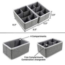 Homyfort Foldable Cloth Storage Box Closet Dresser Drawer Organizer Cube Basket Bins Containers Divider with Drawers for Underwear, Bras, Socks, Ties, Scarves, Set of 6, Grey