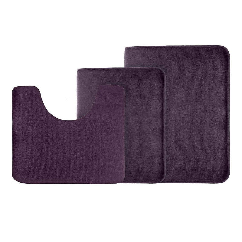 Clara Clark 2-Pack Bath Mat Set – Large and Small Bathroom Rug Set, Absorbent Memory Foam Bath Rugs, Non-Slip, Thick, Cozy Velvet Microfiber Bathrug, Plush Shower, Toilet Floor Bathmats Carpet, Black