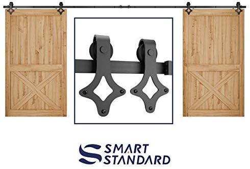 5FT Heavy Duty Sturdy Sliding Barn Door Hardware Kit -Super Smoothly and Quietly - Simple and Easy to Install - Includes Step-by-Step Installation Instruction -Fit 30" Wide Door(Rhombic Shape Hanger)