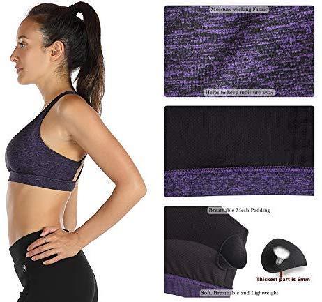 icyzone Padded Strappy Sports Bra Yoga Tops Activewear Workout Clothes for Women