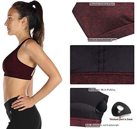 icyzone Padded Strappy Sports Bra Yoga Tops Activewear Workout Clothes for Women