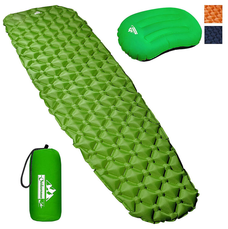 Outdoorsman Lab Camping Sleeping Pad, Ultralight Inflatable Camping Pad, Compact Hiking & Backpacking Gear Includes Camping Mat, Bag & Repair Kit