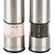 Electric Salt and Pepper Grinder Set - Automatic, Refillable, Battery Operated Stainless Steel Spice Mills with Light - One Handed Push Button Peppercorn Grinders and Sea Salt Mills by JAGURDS