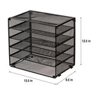 Paper Organizer – Desk File Sorter – 5 Tier Letter Tray for Office – Large Mesh Metal Tray for Paperwork and Files – Stackable Trays and Sorter with Retractable Tiers – Heavy Duty Metal Construction