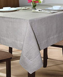 COTTON CRAFT 100% Linen Hemstitch Table Cloth - Size 60x108 Charcoal - Hand Crafted and Hand Stitched Table Cloth with Hemstitch detailing.