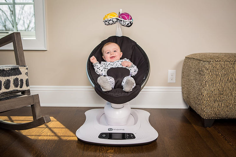 4moms mamaRoo 4 Baby Swing | Bluetooth Baby Rocker with 5 Unique Motions | Smooth, Nylon Fabric | Black Classic