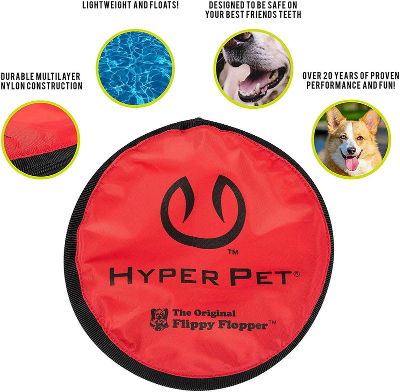 Hyper Pet Flippy Flopper Dog Frisbee Interactive Dog Toys [Flying Disc Dog Fetch Toy – Floats in Water & Safe on Teeth] (Colors Will Vary)