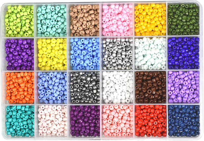 Gemybeads Glass Seed Beads, Small Pony Beads Assorted Kit with Organizer Box for Jewelry Making, Beading, Crafting (Round 3X2mm 8/0, 24 Assorted Multicolor Set)