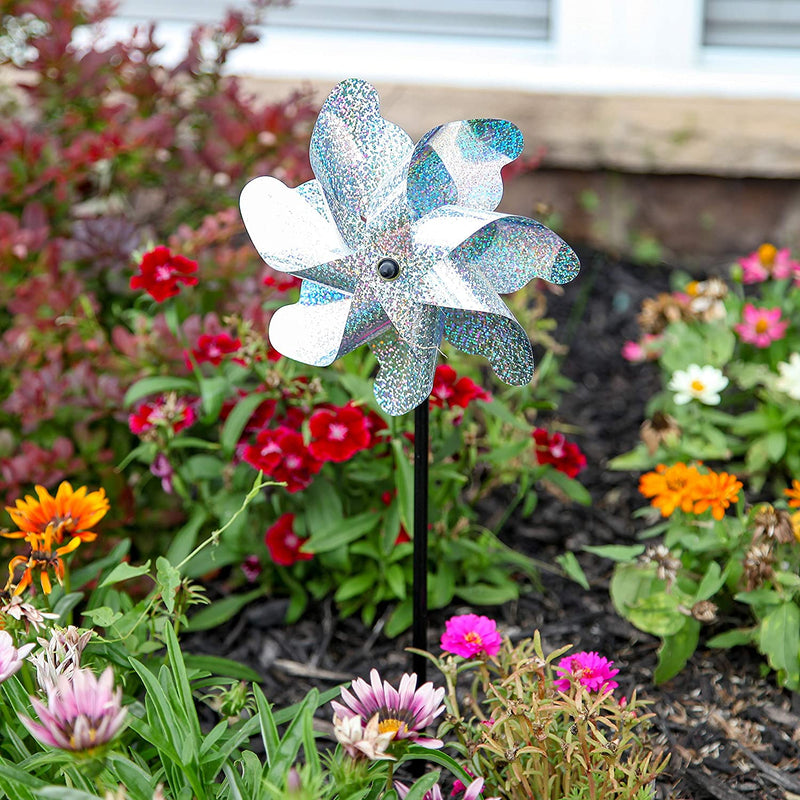 Tapix Bird Blinder Repellent Pinwheels, Effectively Keep Birds Away - Holographic Pin Wheels for 10 Pack Garden Spinners, Great Geese Deterrent Product