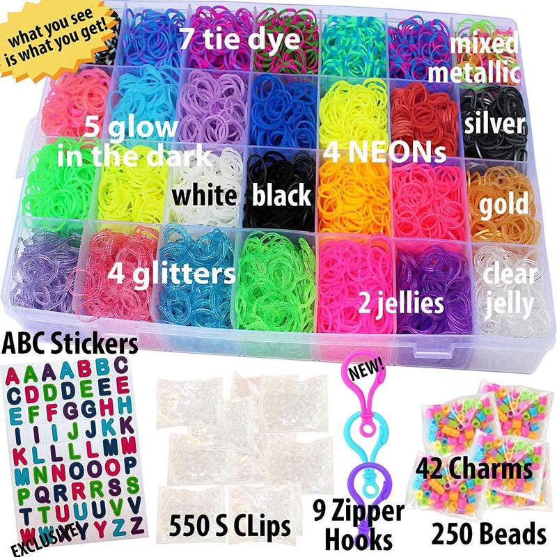 Talented Kidz 11,750+ Rainbow Rubber Bands Refill Loom: Set w/10,750 Premium Quality Rubber Bands, 200 Beads