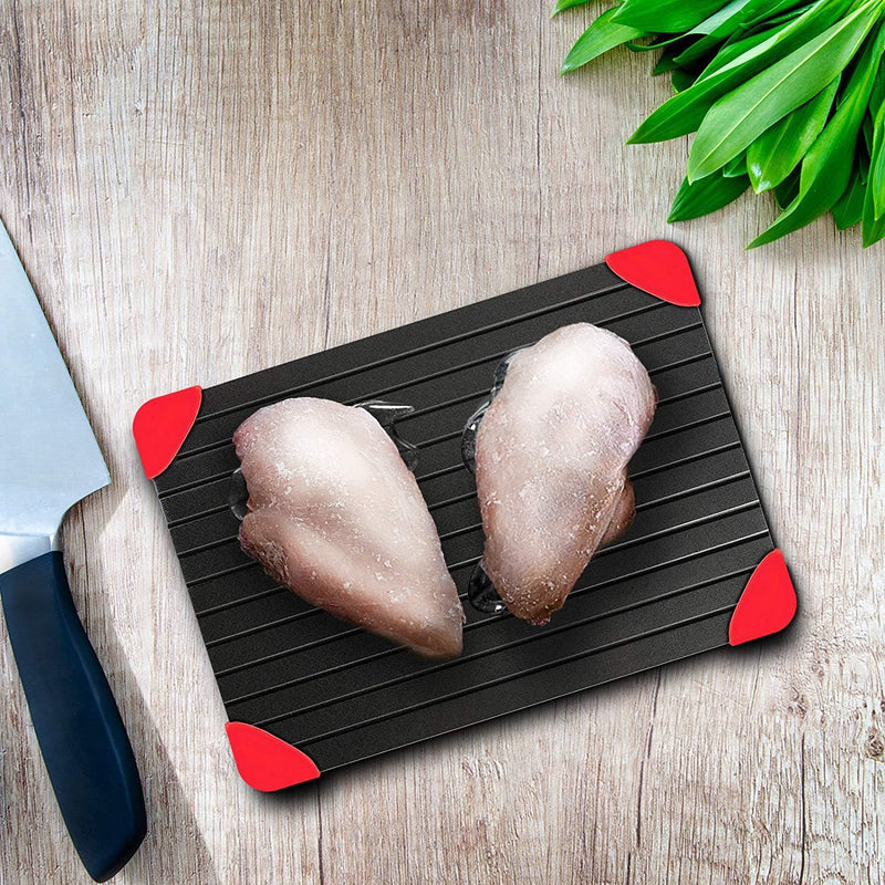 Rapid Thaw Defrosting Tray | Miracle Thaw Fast Meat Defrosting Plate | Quick Thawing Defrost Mat | Dishwasher Safe Non-Stick Aluminum for Natural Thermodynamic Countertop Thawing in Minutes| by Moobli