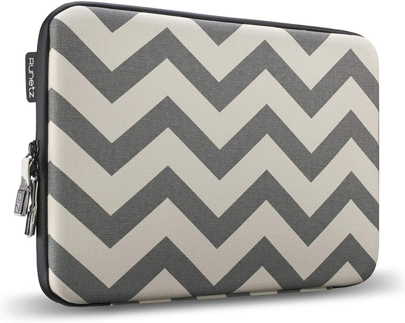 Runetz - MacBook Pro 15 inch Sleeve Hard Laptop Sleeve 15.4 inch Sleeve Notebook Computer Bag Protective Case Cover with Zipper - Chevron Gray