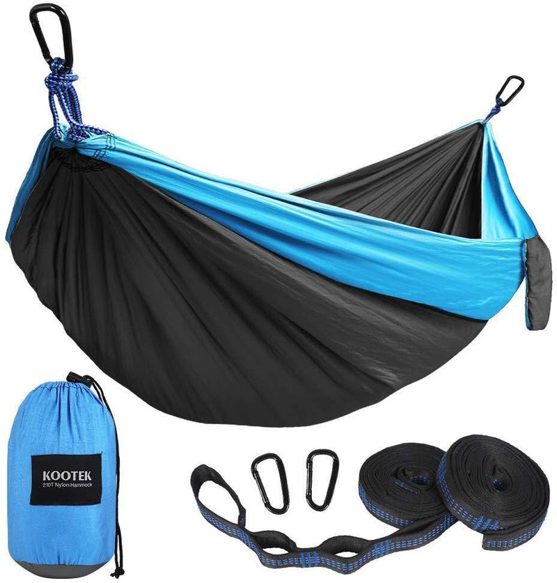 Kootek Camping Hammock Double & Single Portable Hammocks with 2 Tree Straps, Lightweight Nylon Parachute Hammocks for Backpacking, Travel, Beach, Backyard, Patio, Hiking