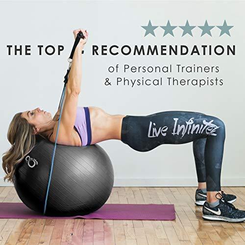 Live Infinitely Exercise Ball (55cm-95cm) Extra Thick Professional Grade Balance & Stability Ball- Anti Burst Tested Supports 2200lbs- Includes Hand Pump & Workout Guide Access