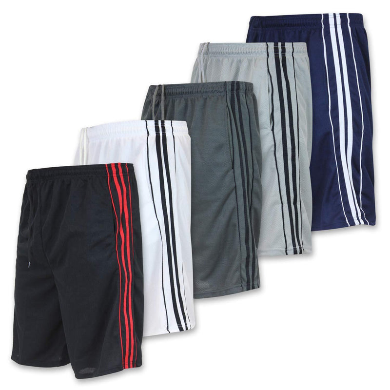 Real Essentials Men's Active Athletic Performance Shorts with Pockets - 5 Pack