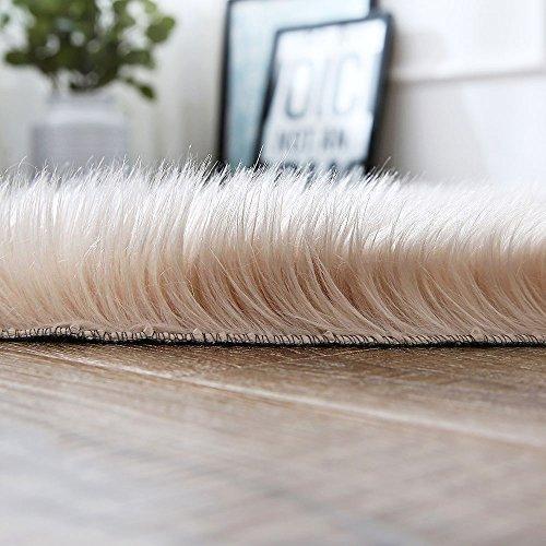 OJIA Deluxe Soft Fuzzy Fur Rugs Faux Sheepskin Shaggy Area Rugs Fluffy Modern Kids Carpet for Living Room Bedroom Sofa Bedside Decor(2 x 3ft, Grey)