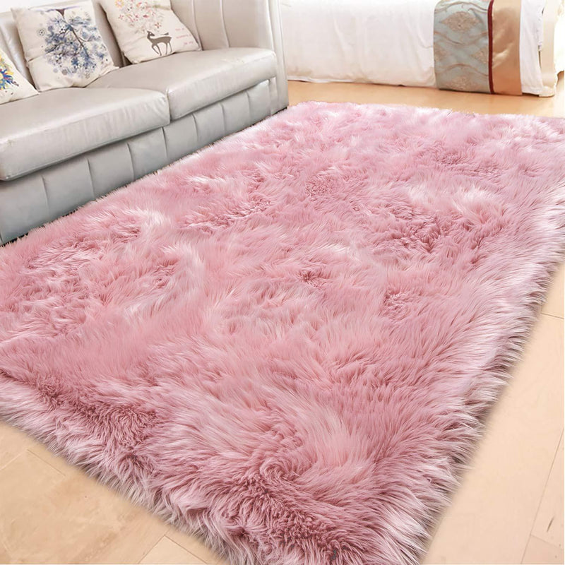 PAGISOFE Soft Faux Sheepskin Fluffy Rugs for Bedroom Kids Room, High Pile Faux Fur Area Rug Bedside Floor Carpet Photography, 3x5 Feet Rectangular Grey