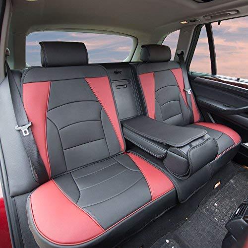 FH Group PU205BLACKREDTRIM102 Black PU205102 Ultra Comfort Leatherette Front Seat Cushions (Airbag Compatible) Red Trim