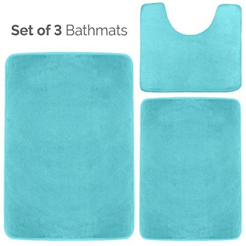 Clara Clark 2-Pack Bath Mat Set – Large and Small Bathroom Rug Set, Absorbent Memory Foam Bath Rugs, Non-Slip, Thick, Cozy Velvet Microfiber Bathrug, Plush Shower, Toilet Floor Bathmats Carpet, Black