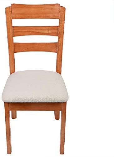 smiry Stretch Spandex Jacquard Dining Room Chair Seat Covers, Removable Washable Anti-Dust Dinning Upholstered Chair Seat Cushion Slipcovers - Set of 4, Beige