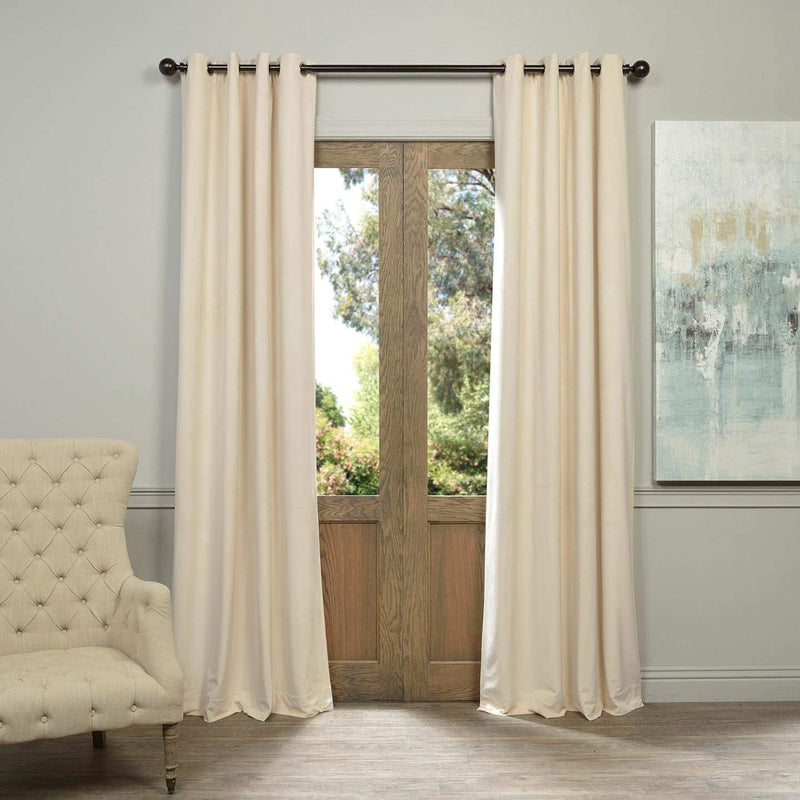 Half Price Drapes VPCH-184005-108-GRBO Signature Grommet Blackout Velvet Curtain, Natural Grey, 50 X 108