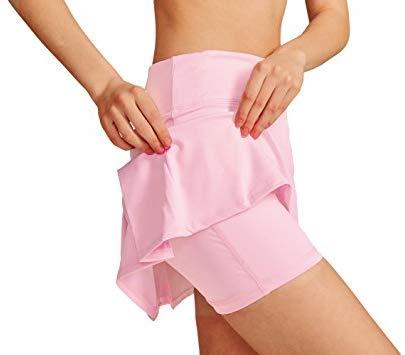 Cityoung Women's Casual Pleated Tennis Golf Skirt with Underneath Shorts Running Skorts