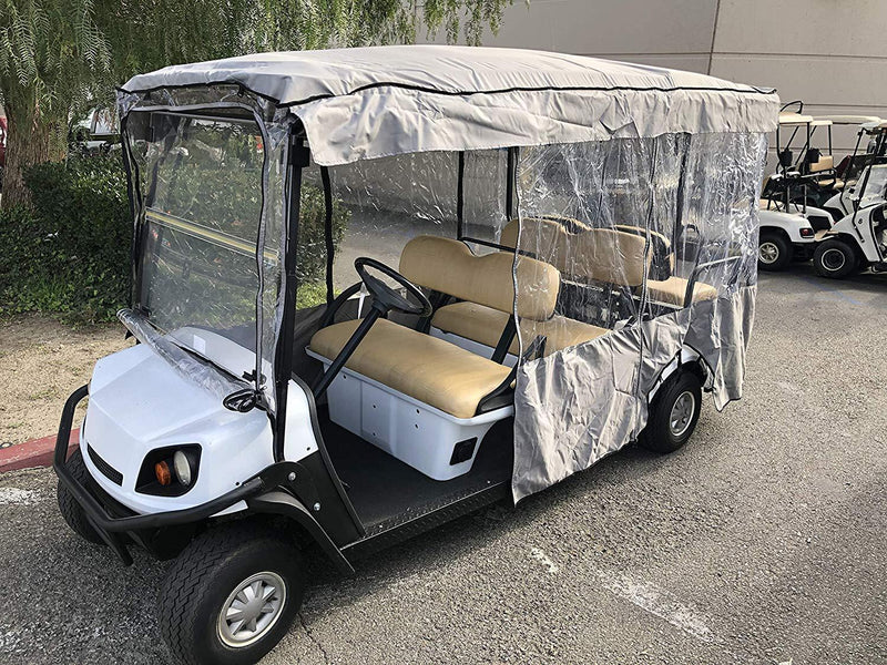 Formosa Covers Premium Tight Weave Golf Cart Driving Enclosure 6 Seater Passenger EZGO 4 + 2 Bench - 119" L x 44" W x 63" H