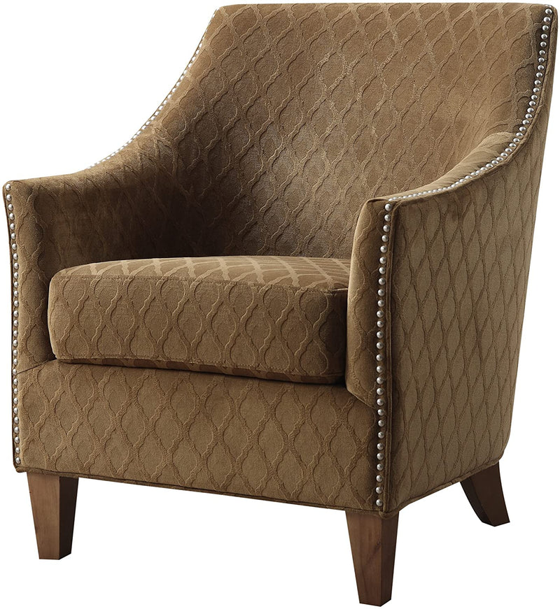 Emerald Home Furnishings  Kismet Wembley Buff Accent Chair with Diamond Pattern Fabric And Nailhead Trim