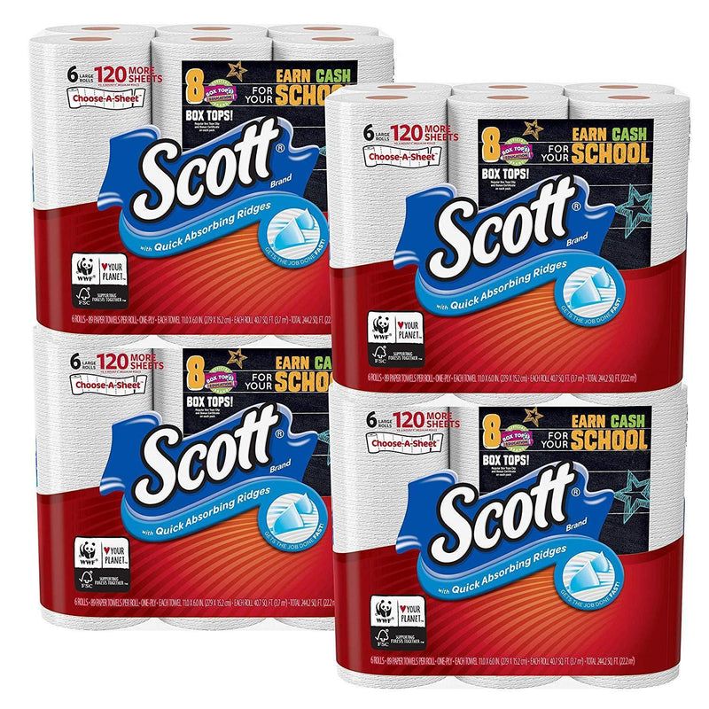 Scott Towel Paper Towels Large Rolls, 6 Count(Pack of 4) (Packaging May Vary)