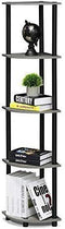 Furinno Turn-N-Tube 5 Tier Corner Display Rack Multipurpose Shelving Unit, Columbia Walnut/Black