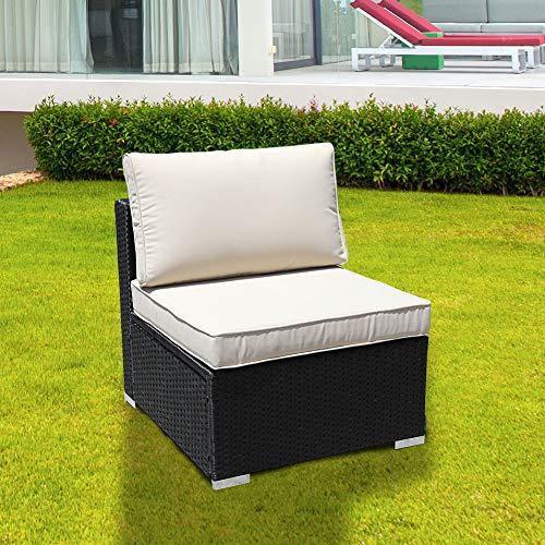 DIMAR garden 3-Piece Outdoor Rattan Patio Furniture Sectional Sofa Wicker Furniture Conversation Set Lawn Garden Pool Courtyard Table Backyard Chair Weather Outdoor Patio Sofa(Black)