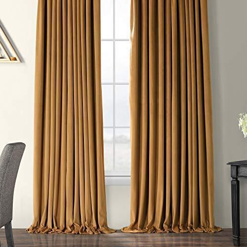 Half Price Drapes VPCH-VET1211-84 Signature Doublewide Blackout Velvet Curtain, Amber Gold, 100 X 84