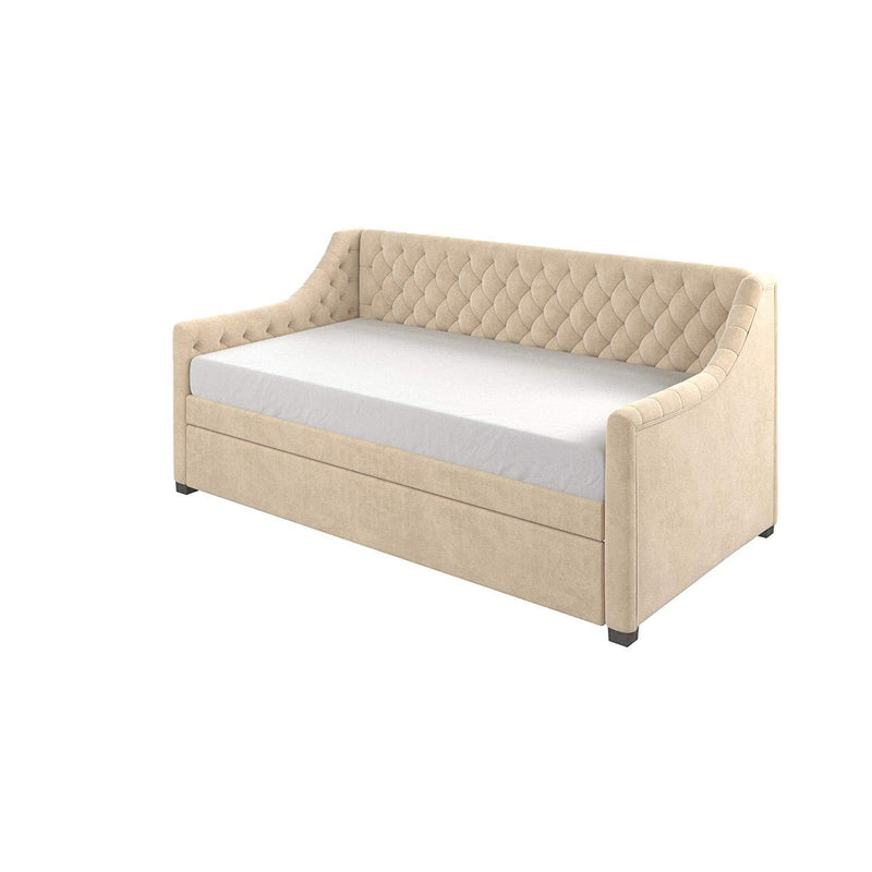 Little Seeds Ambrosia Diamond Tufted Upholstered Design Daybed and Trundle Set, Twin Size Frame, Light Grey