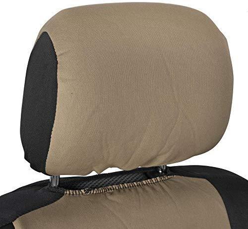 BDK OS-309-BG Polypro Black/Car Seat Cover, Easy Wrap Two-Tone Accent for Auto, Split Bench, Tan Beige