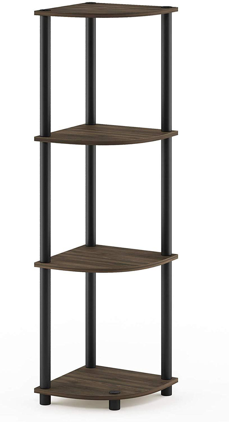 Furinno Turn-N-Tube 5 Tier Corner Display Rack Multipurpose Shelving Unit, Columbia Walnut/Black