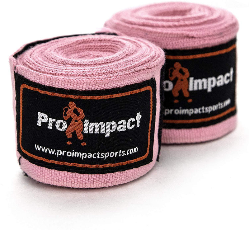 Pro Impact Mexican Style Boxing Handwraps 180" with Closure – Elastic Hand & Wrist Support for Muay Thai Kickboxing Training Gym Workout or MMA for Men & Women - 1 Pair