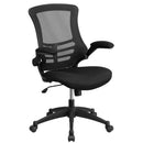 Flash Furniture Mid-Back Black Mesh Swivel Ergonomic Task Office Chair with Flip-Up Arms - BL-X-5M-BK-GG