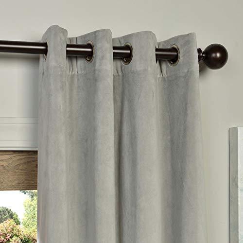 Half Price Drapes VPCH-184005-108-GRBO Signature Grommet Blackout Velvet Curtain, Natural Grey, 50 X 108