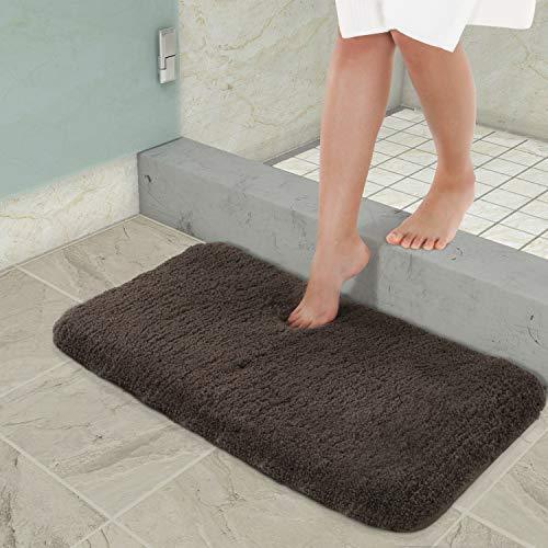 Office Marshal Bathroom Runner Rug Bath Mat 59"x20" Non-Slip Soft Long Shower Rug Plush Microfiber Water Absorbent Carpet Thick Shaggy Luxury Floor Mats, Machine Washable, White