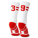 Classic Stripe Team Number Socks | Woven Mid-Calf | White & Red