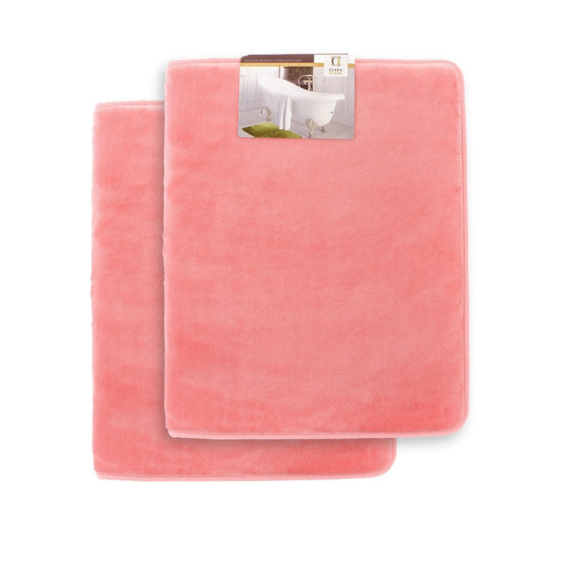 Clara Clark 2-Pack Bath Mat Set – Large and Small Bathroom Rug Set, Absorbent Memory Foam Bath Rugs, Non-Slip, Thick, Cozy Velvet Microfiber Bathrug, Plush Shower, Toilet Floor Bathmats Carpet, Black