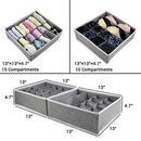 Homyfort Foldable Cloth Storage Box Closet Dresser Drawer Organizer Cube Basket Bins Containers Divider with Drawers for Underwear, Bras, Socks, Ties, Scarves, Set of 6, Grey