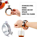 BOKIN Bracelet Bangle Flask 304 Stainless Steel Wine/Alcohol Wrist Flasket with Handmade Rhinestone Lid, Funnel in Gift Box For Women Girls Dance Birthday Party Club Bar 3.5oz Silver