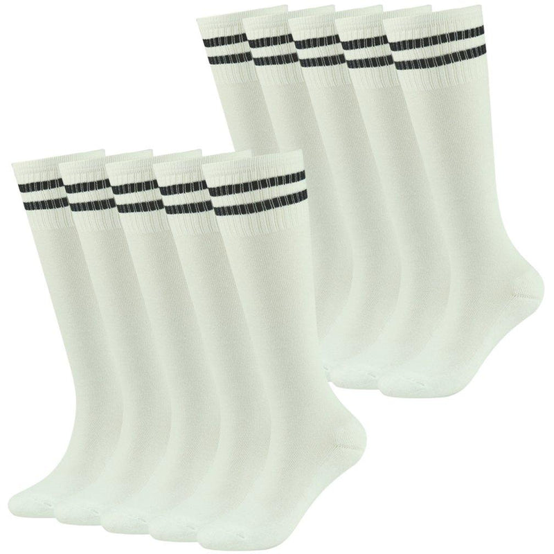 Youth Soccer Socks Fasoar Teens Knee High Football Socks Long Striped Rugby Tube Socks 2/6/10 Pairs