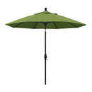 California Umbrella 9' Round Aluminum Market Umbrella, Crank Lift, Collar Tilt, White Pole, Sunbrella Pacific Blue