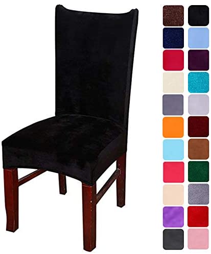 smiry Velvet Stretch Dining Room Chair Covers Soft Removable Dining Chair Slipcovers Set of 2, Peacock Green