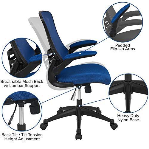 Flash Furniture Mid-Back Black Mesh Swivel Ergonomic Task Office Chair with Flip-Up Arms - BL-X-5M-BK-GG