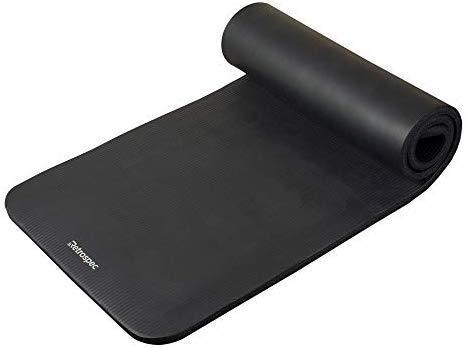 Retrospec Solana Yoga Mat 1" w/ Nylon Strap for Men & Women - Non Slip Exercise Mat for Yoga, Pilates, Stretching, Floor & Fitness Workouts