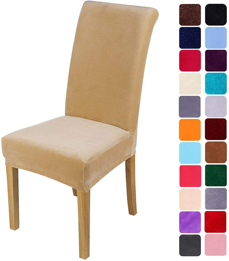 smiry Velvet Stretch Dining Room Chair Covers Soft Removable Dining Chair Slipcovers Set of 2, Peacock Green